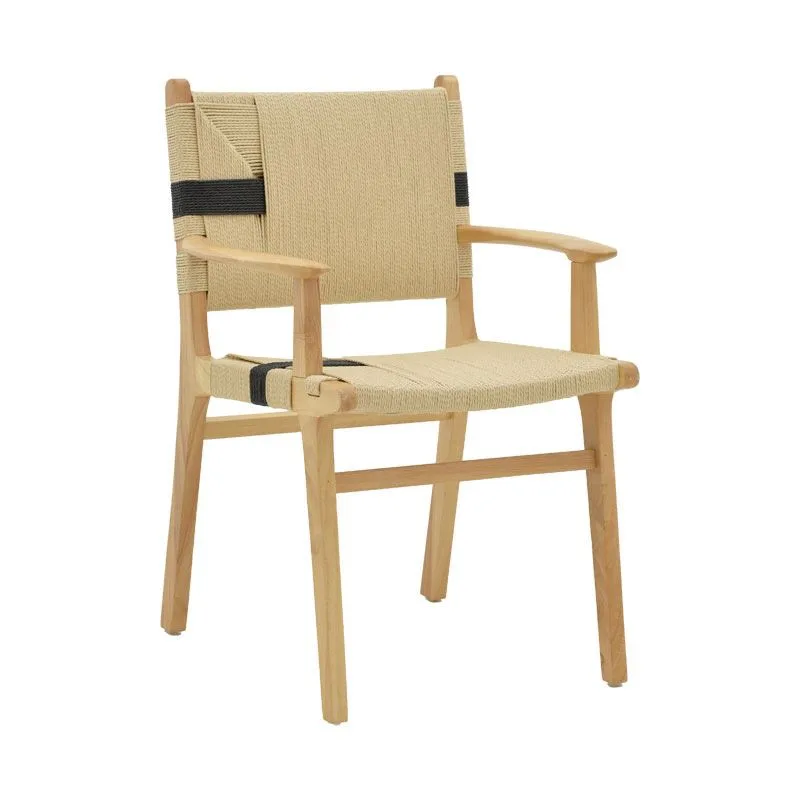 263-000005 Πολυθρόνα Olivier ξύλο οξιάς φυσικό μαύρο-έδρα φυσικό σχοινί 62x60x85εκ - Image 1