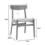 Καρέκλα Safal oak δρυς ξύλο-έδρα εκρού σχοινί 51x50x78εκ - Image 3