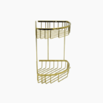 Γωνιακή ραφιέρα μπάνιου με 2 ράφια 20x20 cm σε χρυσό χρώμα - Image 2