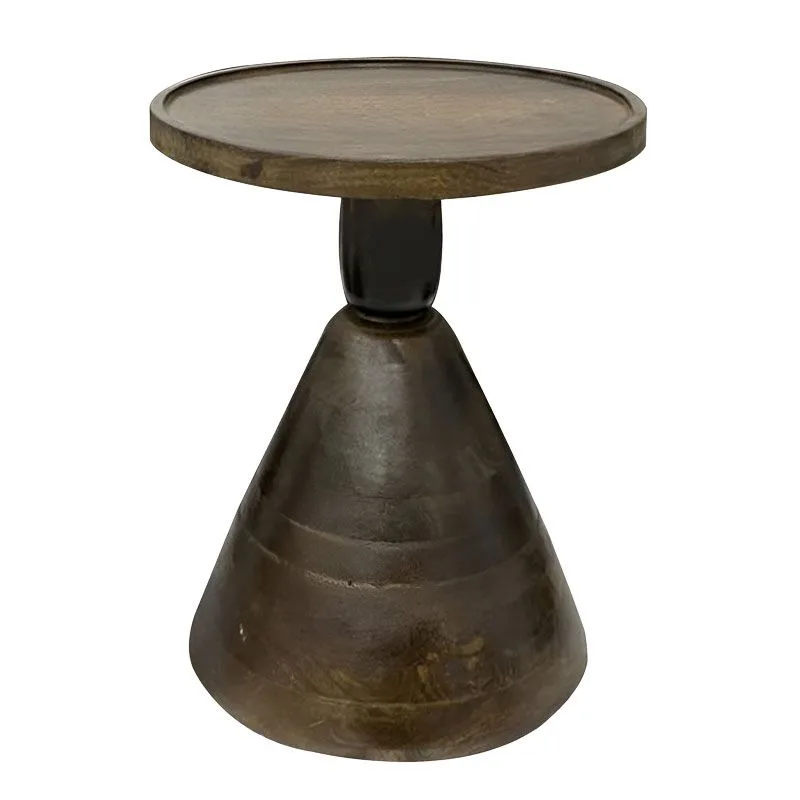 297-000011_1 Βοηθητικό τραπέζι Spello μασίφ mango ξύλο σε καρυδι απόχρωση Φ38x46εκ - Image 1