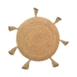 Πουφ Elefon  φυσικό-εκρού ύφασμα Φ35x12εκ - Image 3