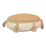 Πουφ Elefon  φυσικό-εκρού ύφασμα Φ35x12εκ - Image 4