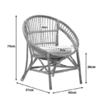 Πολυθρόνα Blore φυσικό ξύλο με μαξιλάρι 70x58x81εκ - Image 3