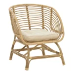 Πολυθρόνα Diane φυσικό ξύλο με μαξιλάρι 71x46x80εκ