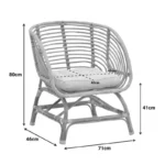 Πολυθρόνα Diane φυσικό ξύλο με μαξιλάρι 71x46x80εκ - Image 3