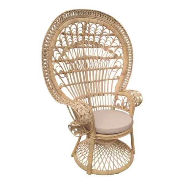 Πολυθρόνα Dorothy με μπεζ μαξιλάρι-φυσικό rattan 115x53x147εκ