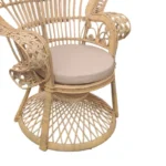 Πολυθρόνα Dorothy με μπεζ μαξιλάρι-φυσικό rattan 115x53x147εκ - Image 5