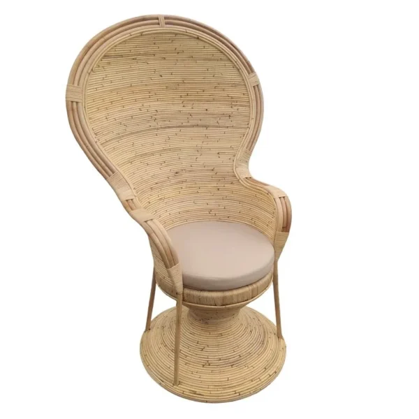 Πολυθρόνα Rea με μπεζ μαξιλάρι-φυσικό rattan 92x75x140εκ