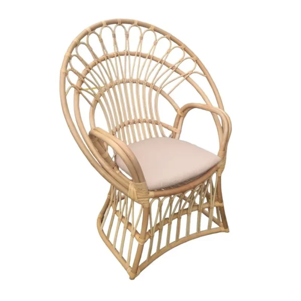 Πολυθρόνα Boloni με μπεζ μαξιλάρι-φυσικό rattan 96x70x120εκ