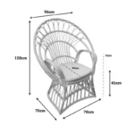 Πολυθρόνα Boloni με μπεζ μαξιλάρι-φυσικό rattan 96x70x120εκ - Image 3
