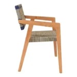 Πολυθρόνα Salama σκελετός teak ξύλο σε φυσική απόχρωση και κρεμ-μαύρο pe σχοινί 57x60x85εκ - Image 5