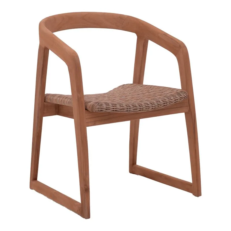 334-000001 Πολυθρόνα Somalia σκελετός αλουμινίου με teak πόδι σε φυσική απόχρωση και καφέ pe rattan 57x62x80εκ - Image 1