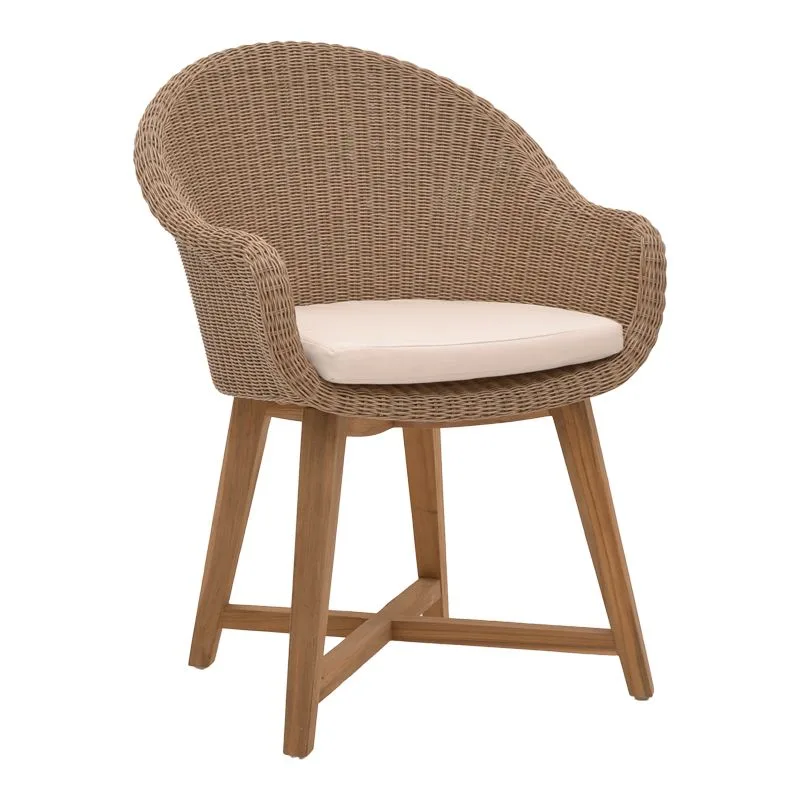 334-000002 Πολυθρόνα Solso σκελετός αλουμινίου με teak πόδι σε φυσική απόχρωση και pe rattan 62x58x78εκ - Image 1