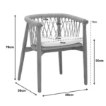 Πολυθρόνα Abby σκελετός από teak ξύλο σε φυσική απόχρωση και κρεμ μαξιλάρι 60x58x78εκ - Image 3