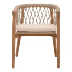 Πολυθρόνα Abby σκελετός από teak ξύλο σε φυσική απόχρωση και κρεμ μαξιλάρι 60x58x78εκ - Image 6