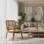 Πολυθρόνα Viborg φυσικό teak ξύλο-φυσικό rattan 60x75x87εκ - Image 4