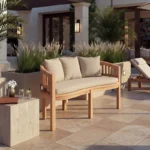 Καναπές τριθέσιος Coren φυσικό teak ξύλο 150x61x87εκ - Image 3