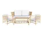 Σαλόνι Mayorka σετ 4 τεμαχίων φυσικό teak ξύλο-λευκό μαξιλάρι