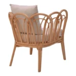 Πολυθρόνα Tania φυσικό rattan-λευκό μαξιλάρι 76x76x76εκ - Image 4