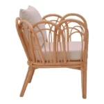 Πολυθρόνα Tania φυσικό rattan-λευκό μαξιλάρι 76x76x76εκ - Image 5