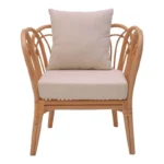Πολυθρόνα Tania φυσικό rattan-λευκό μαξιλάρι 76x76x76εκ - Image 6