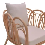 Πολυθρόνα Tania φυσικό rattan-λευκό μαξιλάρι 76x76x76εκ - Image 8