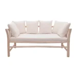 Καναπές διθέσιος Dranjere teak ξύλο σε φυσική απόχρωση με μπεζ ύφασμα 167x80x71εκ - Image 3