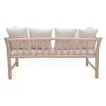 Καναπές διθέσιος Dranjere teak ξύλο σε φυσική απόχρωση με μπεζ ύφασμα 167x80x71εκ - Image 4