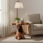 Βοηθητικό τραπέζι Mushile pakoworld teak ξύλο σε φυσική απόχρωση 30x35x45εκ - Image 2