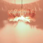 Φωτιστικό οροφής Coanze abaca ξύλο σε φυσικό χρώμα Φ65x35εκ - Image 3