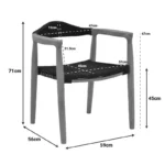 Πολυθρόνα Ganny teak ξύλο και pe σχοινί σε μαύρη απόχρωση 59x56x71εκ - Image 3