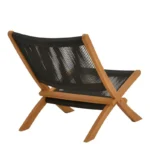 Πολυθρόνα Seeal πτυσσόμενη teak ξύλο και pe σχοινί σε μαύρη απόχρωση 61x76x72εκ - Image 4