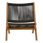 Πολυθρόνα Seeal πτυσσόμενη teak ξύλο και pe σχοινί σε μαύρη απόχρωση 61x76x72εκ - Image 6