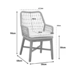 Πολυθρόνα Elaiza teak ξύλο και pe σχοινί σε φυσική-μπεζ απόχρωση με μαξιλάρι 58x60x90εκ - Image 3
