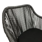 Πολυθρόνα Kalie teak ξύλο και συνθετικό σχοινί σε φυσική-μαύρη απόχρωση με μαξιλάρι 60x61x80εκ - Image 9