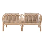 Καναπές διθέσιος Ytrone rattan σε φυσική απόχρωση με μπεζ μαξιλάρι 166x61.5x71εκ - Image 5