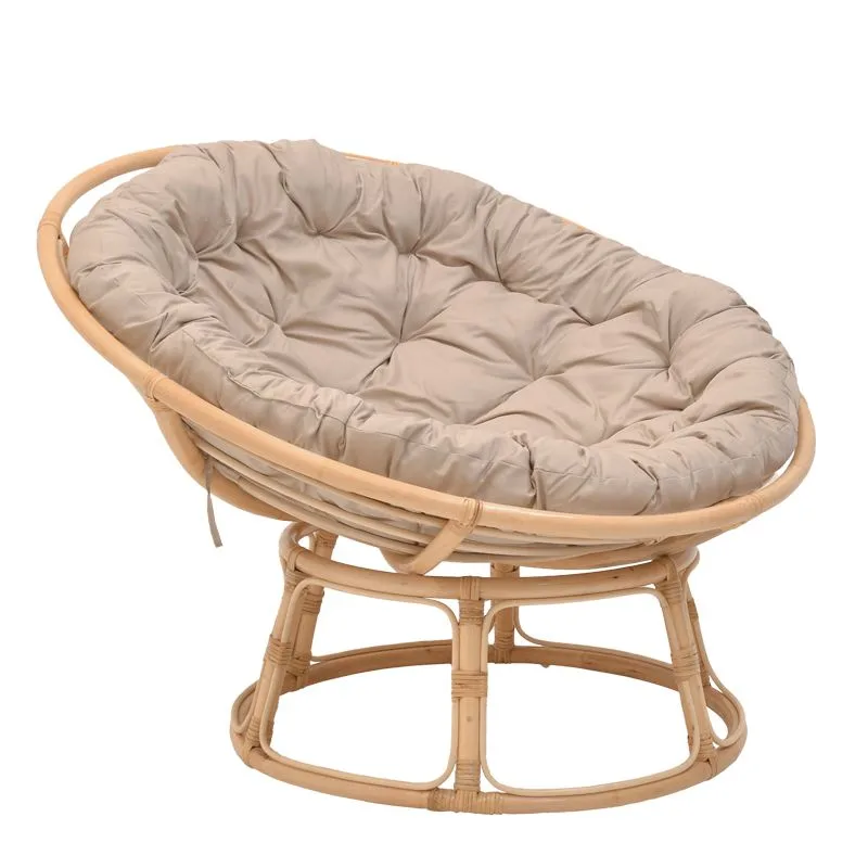 344-000006 Πολυθρόνα Servey rattan σε φυσική απόχρωση-μπεζ μαξιλάρι Φ115x58εκ - Image 1