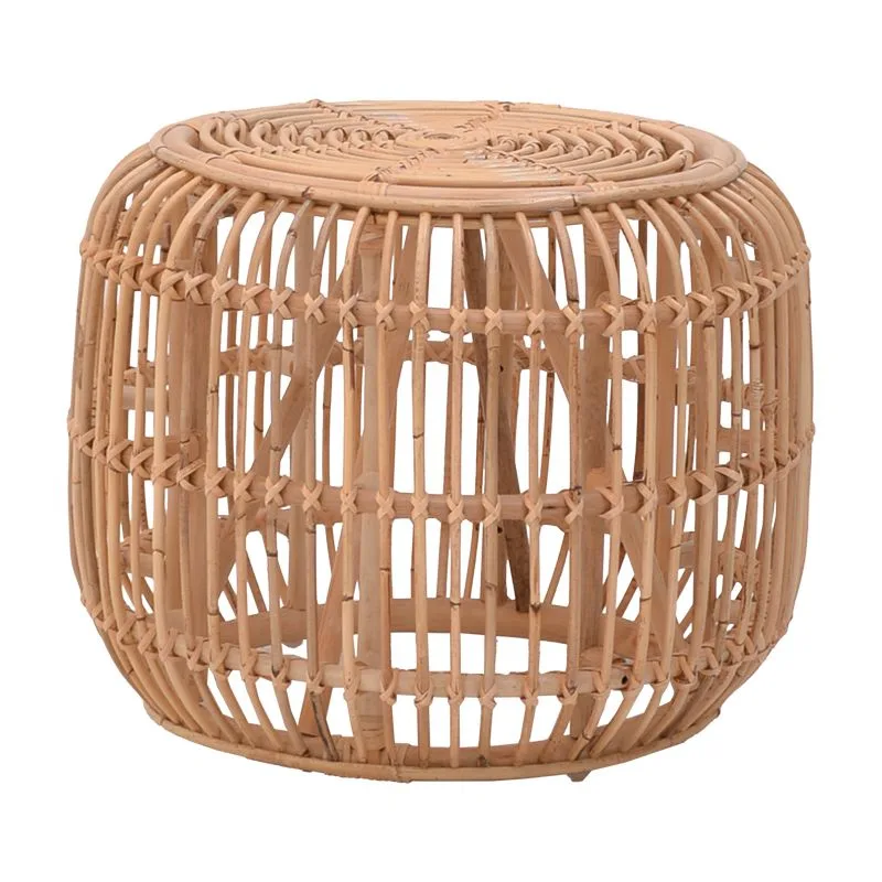 344-000010 Σκαμπό Rajesty rattan σε φυσική απόχρωση Φ60x46εκ - Image 1