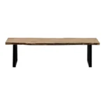 Παγκάκι Miles Slim μασίφ ξύλο ακακίας σε φυσική απόχρωση με μαύρα μεταλλικά πόδια 160x40x45εκ - Image 4