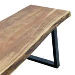 Παγκάκι Miles Slim μασίφ ξύλο ακακίας σε φυσική απόχρωση με μαύρα μεταλλικά πόδια 160x40x45εκ - Image 6