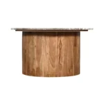 Τραπέζι σαλονιού Sergy μασίφ ξύλο ακακίας σε φυσική απόχρωση με επιφάνεια μαρμάρου Φ70x35εκ - Image 4