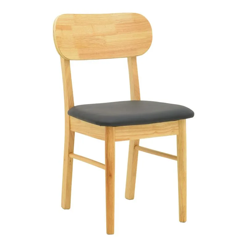 382-000003 Καρέκλα Bedona rubberwood σε φυσική απόχρωση με μαύρο pu μαξιλάρι 47x46x80εκ - Image 1