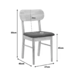 Καρέκλα Bedona rubberwood σε φυσική απόχρωση με μαύρο pu μαξιλάρι 47x46x80εκ - Image 3