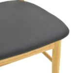 Καρέκλα Bedona rubberwood σε φυσική απόχρωση με μαύρο pu μαξιλάρι 47x46x80εκ - Image 9