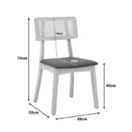 Καρέκλα Renna ξύλο οξιάς σε φυσική απόχρωση με μαύρο pu μαξιλάρι 48x52x79εκ - Image 3