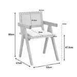 Πολυθρόνα Winslow rubberwood σε φυσική απόχρωση-ύφασμα λευκό 51x54x80εκ - Image 3