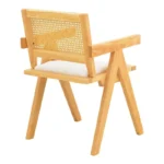 Πολυθρόνα Winslow rubberwood σε φυσική απόχρωση-ύφασμα λευκό 51x54x80εκ - Image 4