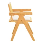 Πολυθρόνα Winslow rubberwood σε φυσική απόχρωση-ύφασμα λευκό 51x54x80εκ - Image 5