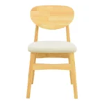 Καρέκλα Cardith rubberwood-plywood σε φυσική απόχρωση-ύφασμα γκρι-μπεζ 48x51x78εκ - Image 6