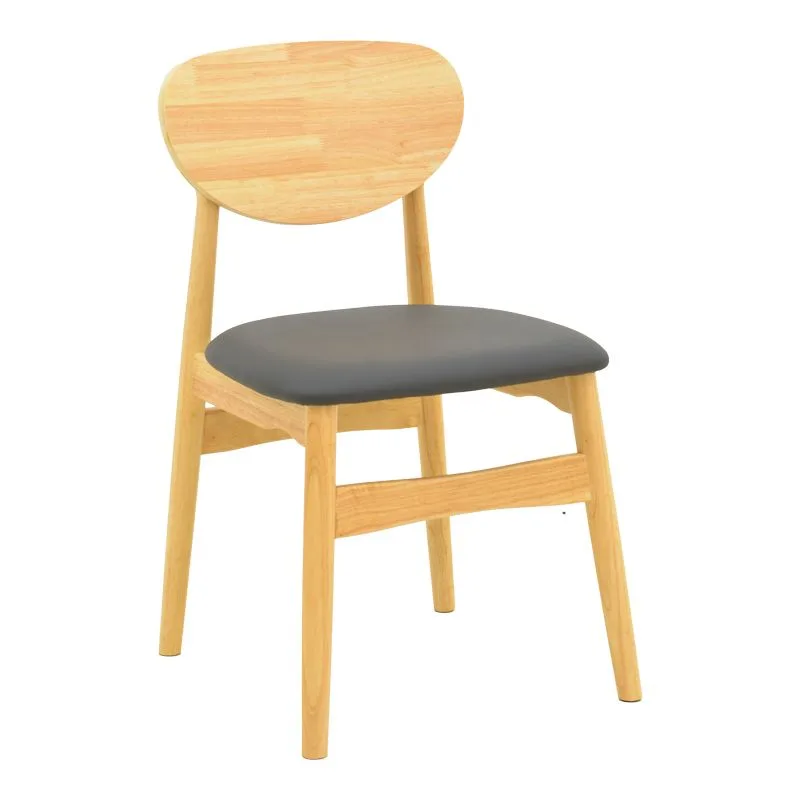 382-000015 Καρέκλα Cardith rubberwood-plywood σε φυσική απόχρωση-pu μαύρο 48x51x78εκ - Image 1